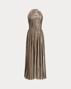 Abigail Pleated Metallic Cocktail Dress