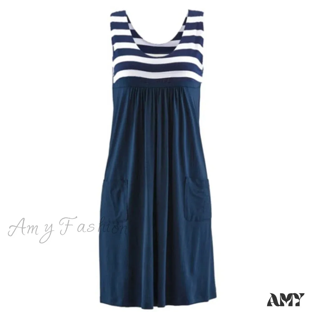 Amy Fashion - Large Size Loose Simple Sleeveless Dress