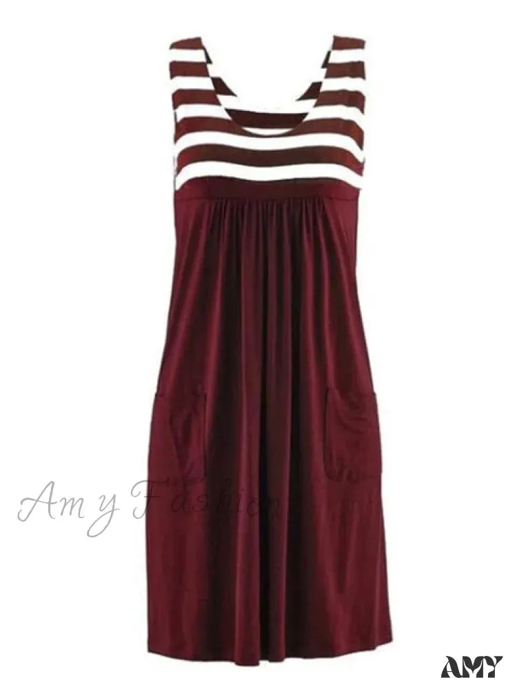 Amy Fashion - Large Size Loose Simple Sleeveless Dress