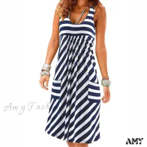 Amy Fashion - Large Size Loose Simple Sleeveless Dress