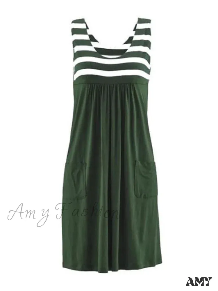 Amy Fashion - Large Size Loose Simple Sleeveless Dress