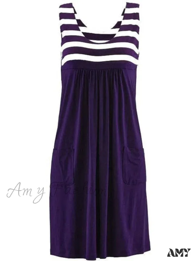 Amy Fashion - Large Size Loose Simple Sleeveless Dress