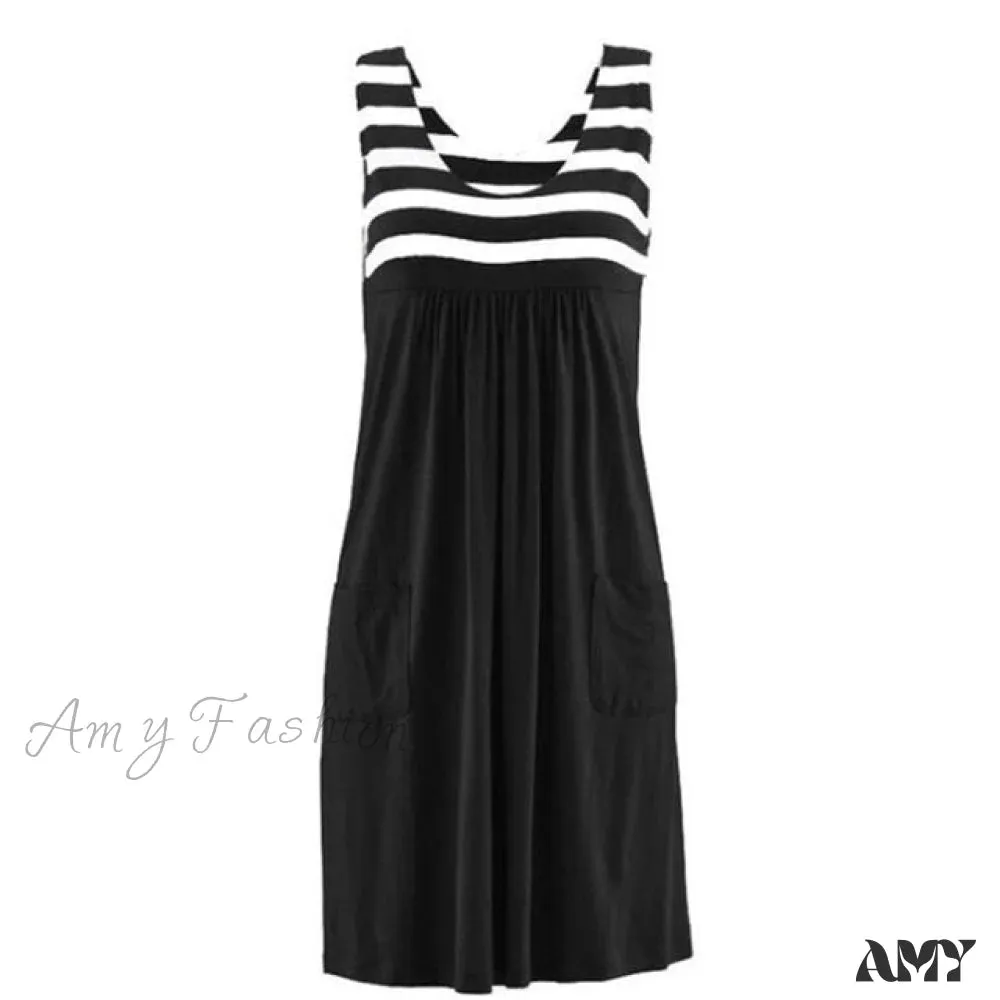 Amy Fashion - Large Size Loose Simple Sleeveless Dress