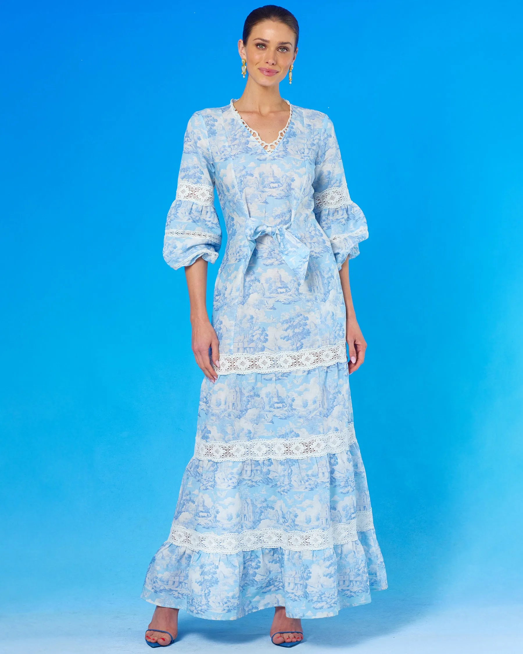 Antoinette Maxi Dress in Lace and French Toile