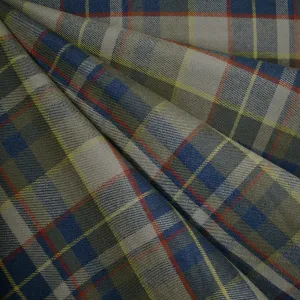 Asymmetric Plaid Cotton Flannel Shirting Olive/Navy SY