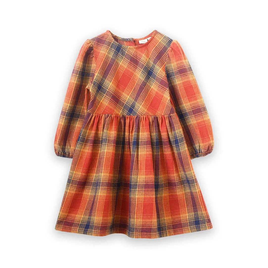 Beet World Phoebe Dress | Orange Winter Plaid