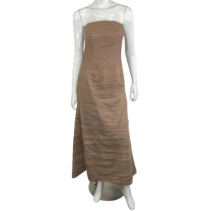 Bill Levkov Layered Strapless Beige Gown