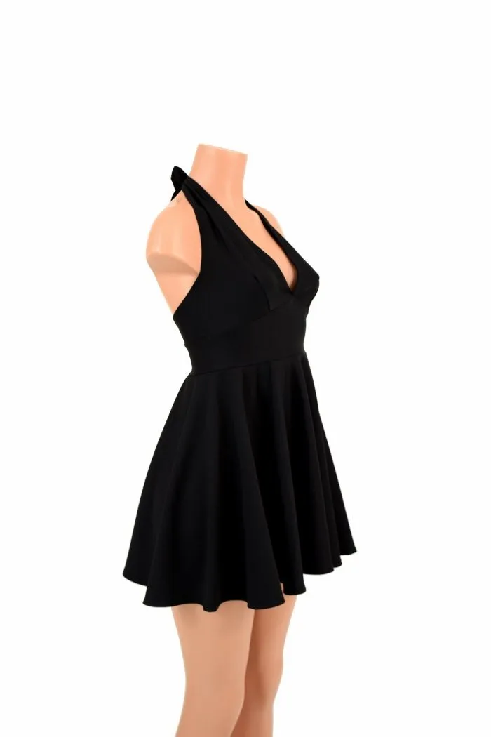 Black Zen Halter Skater Dress