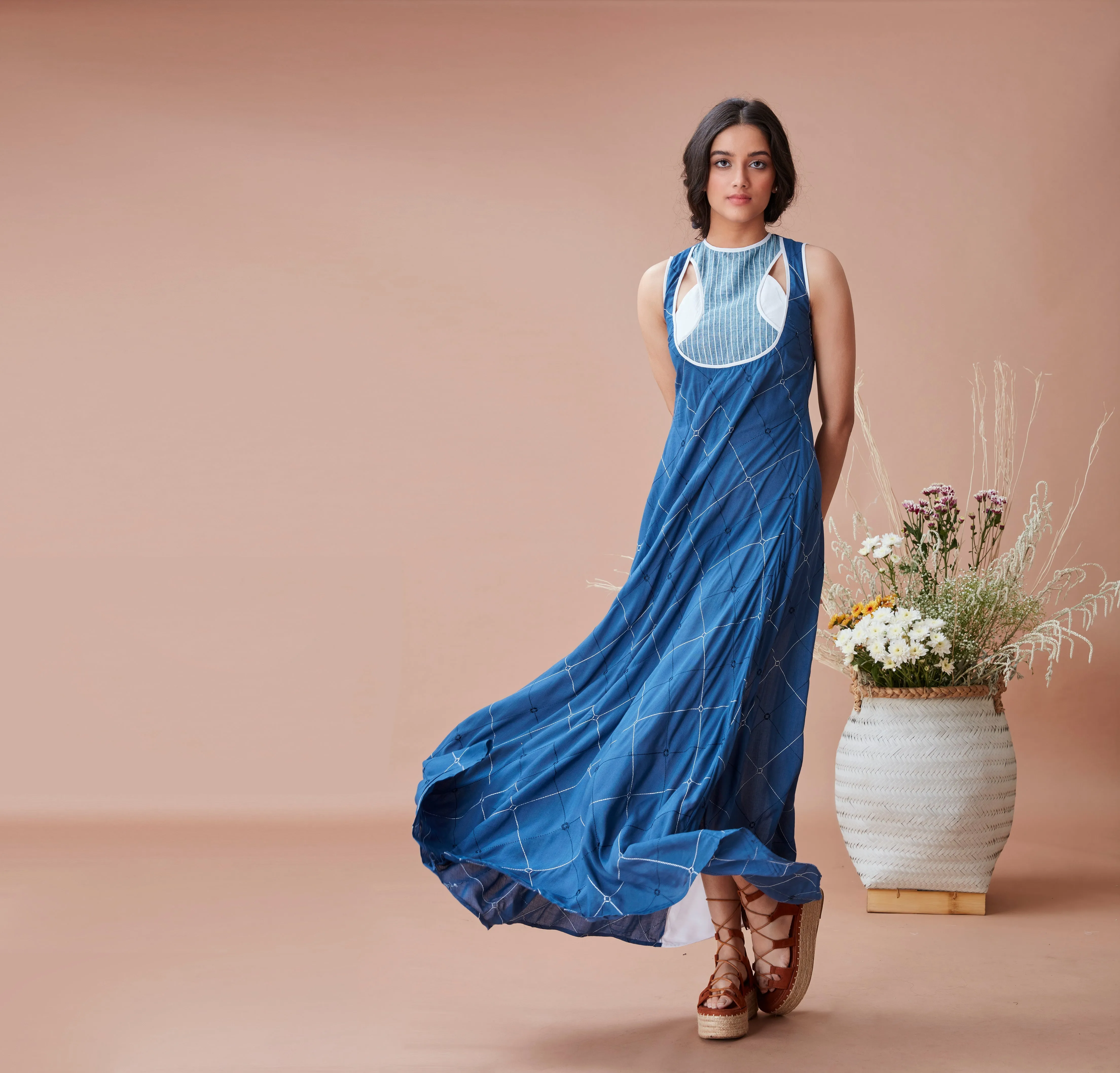 Blue Cotton Maxi Dress