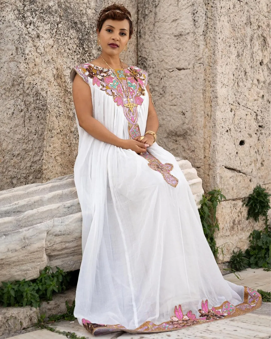 Blush Blossom Ethiopian Dress The Delicate Charm of Pink Habesha Dress