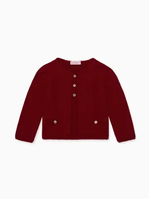 Burgundy Feria Merino Baby Cardigan