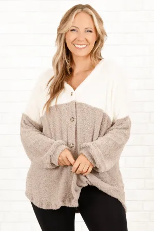 Cozy Adventures Cardigan, Ivory-Gray