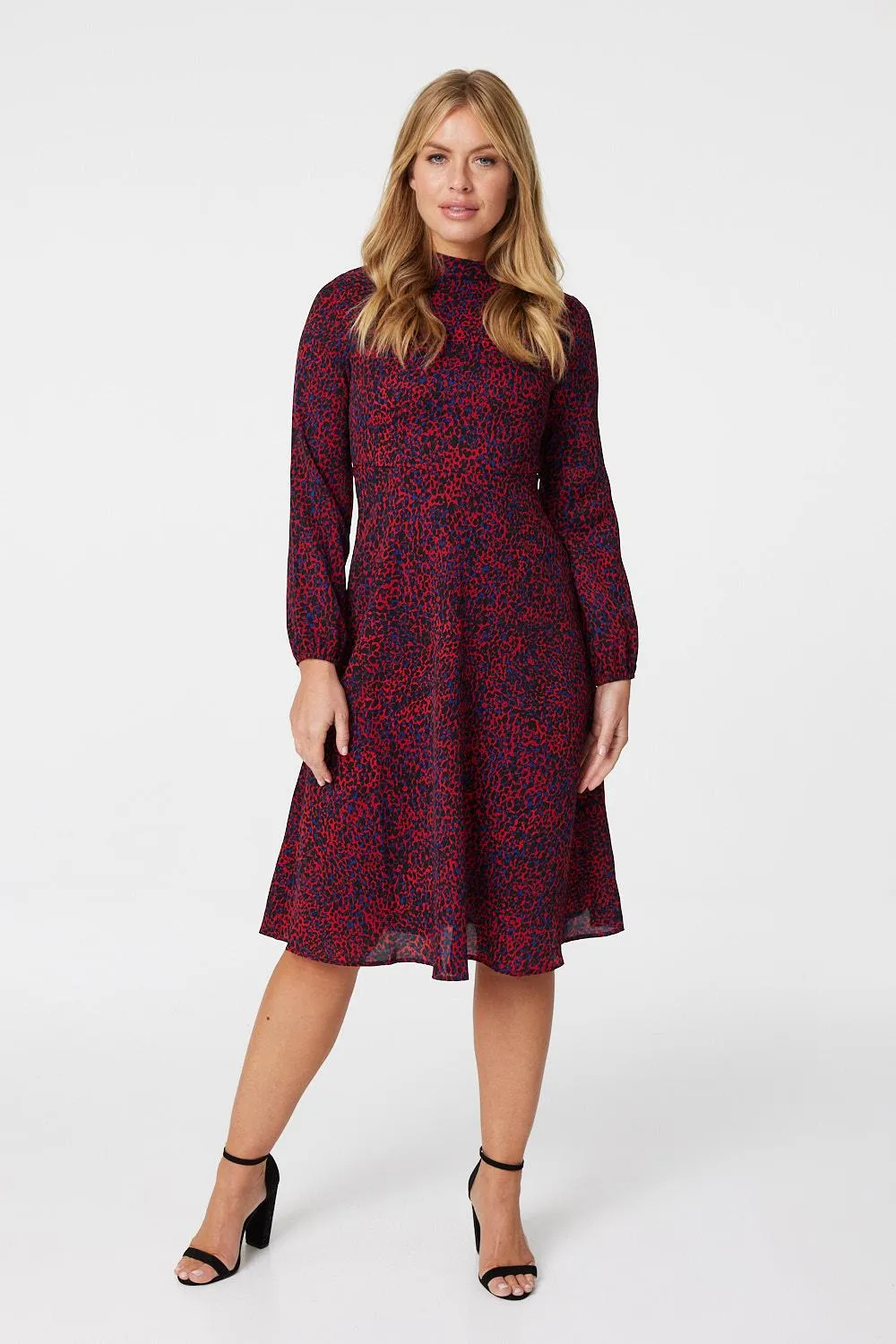 Crepe Turtle Neck Dress - RED