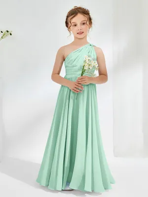 Cute One Shoulder  A-line Junior Bridesmaid Dresses Mint Green