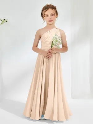 Cute One Shoulder  A-line Junior Bridesmaid Dresses Peach