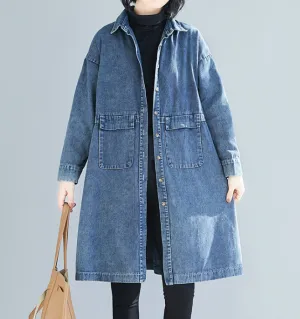 Denim Blue Loose Fall Dresses Casual Women Dresses SSM97213