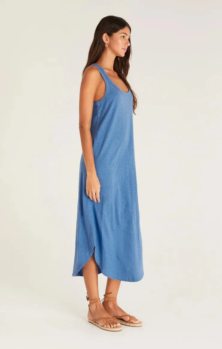 Easy Going Cotton Slub Midi Dress | Blue & Olive