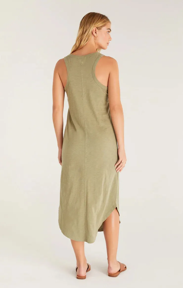 Easy Going Cotton Slub Midi Dress | Blue & Olive