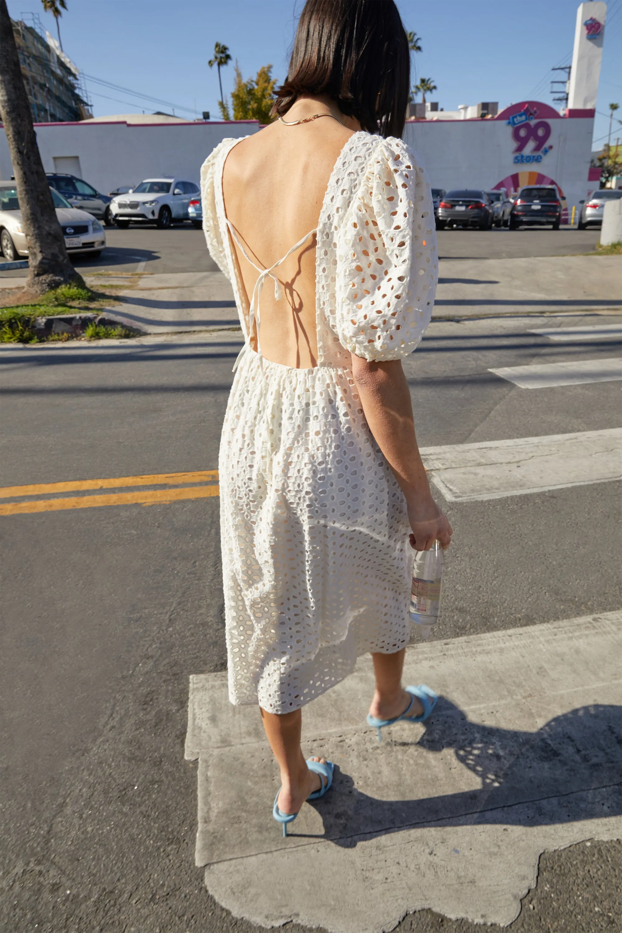 EYELET MIDI DRESS