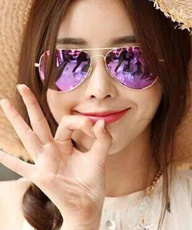 Fashion Purple Polarized Metal Sunglasses For Women XS1041