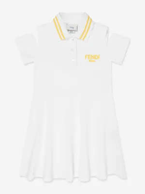 Fendi Girls Logo Polo Dress in White