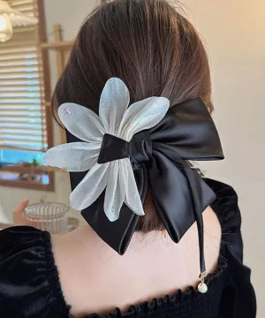 Fine Black Alloy Cloth Tulle Bow Hairpin  RA034