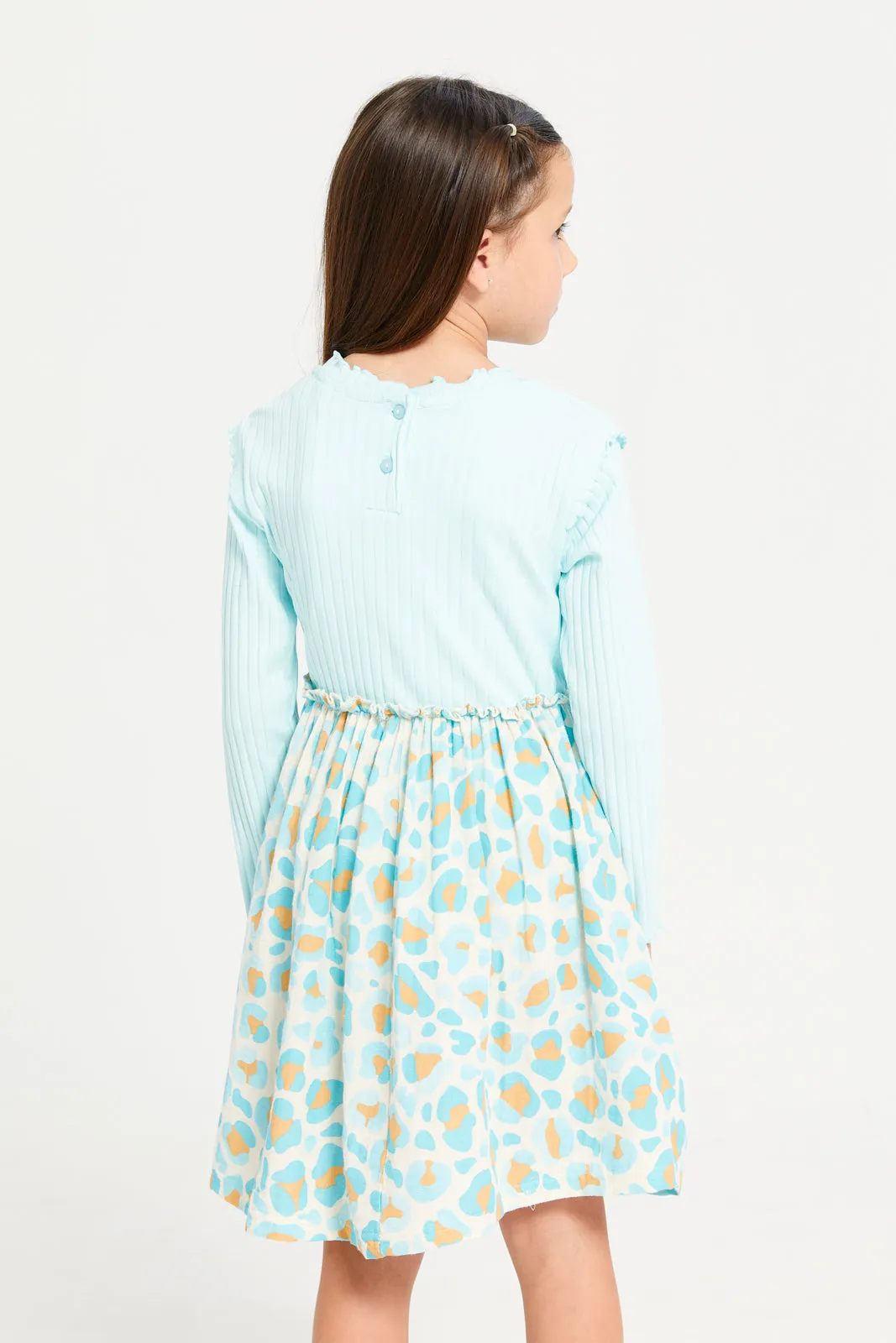 Girls Mint Printed Dress