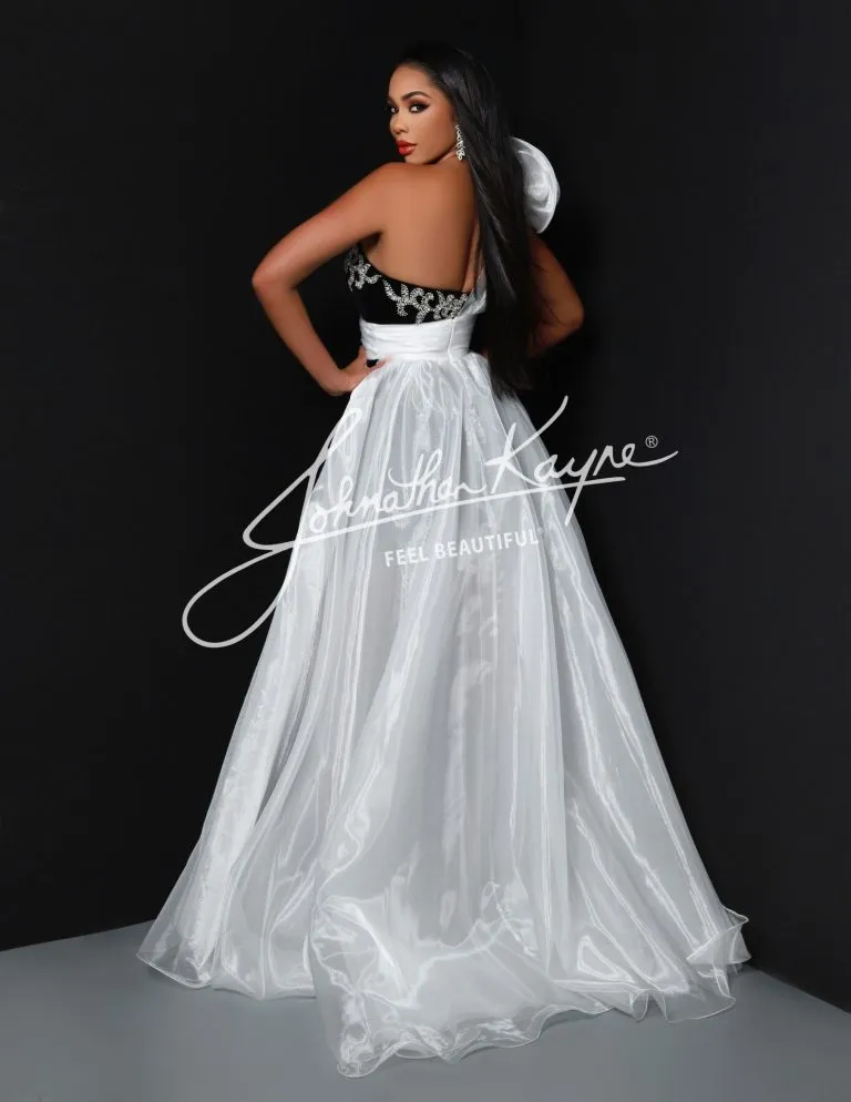 Johnathan Kayne Overskirt 2 Size 8 White One Shoulder Ruffle Pageant Overskirt Organza Formal Accessory