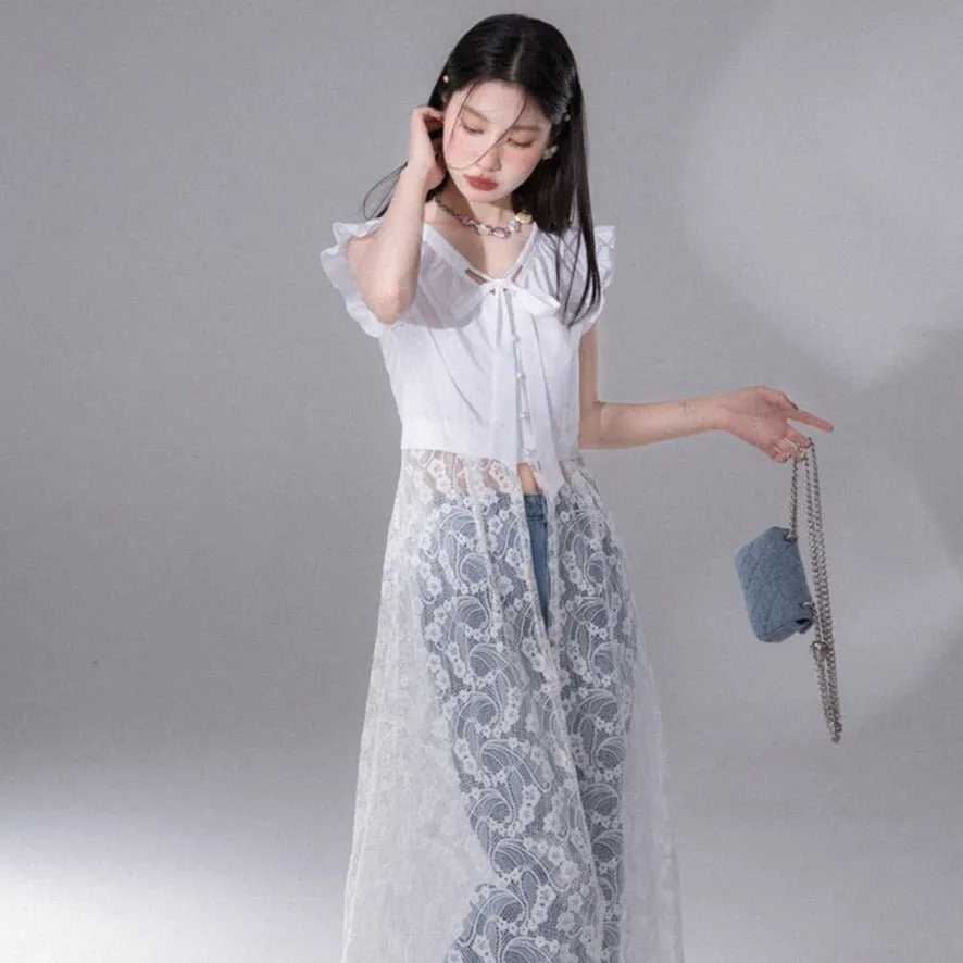 Layered Patchwork Lace Vacation Long Dress