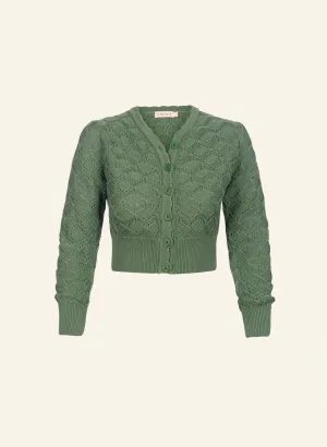 Leah Cardigan - Green Basket Knit