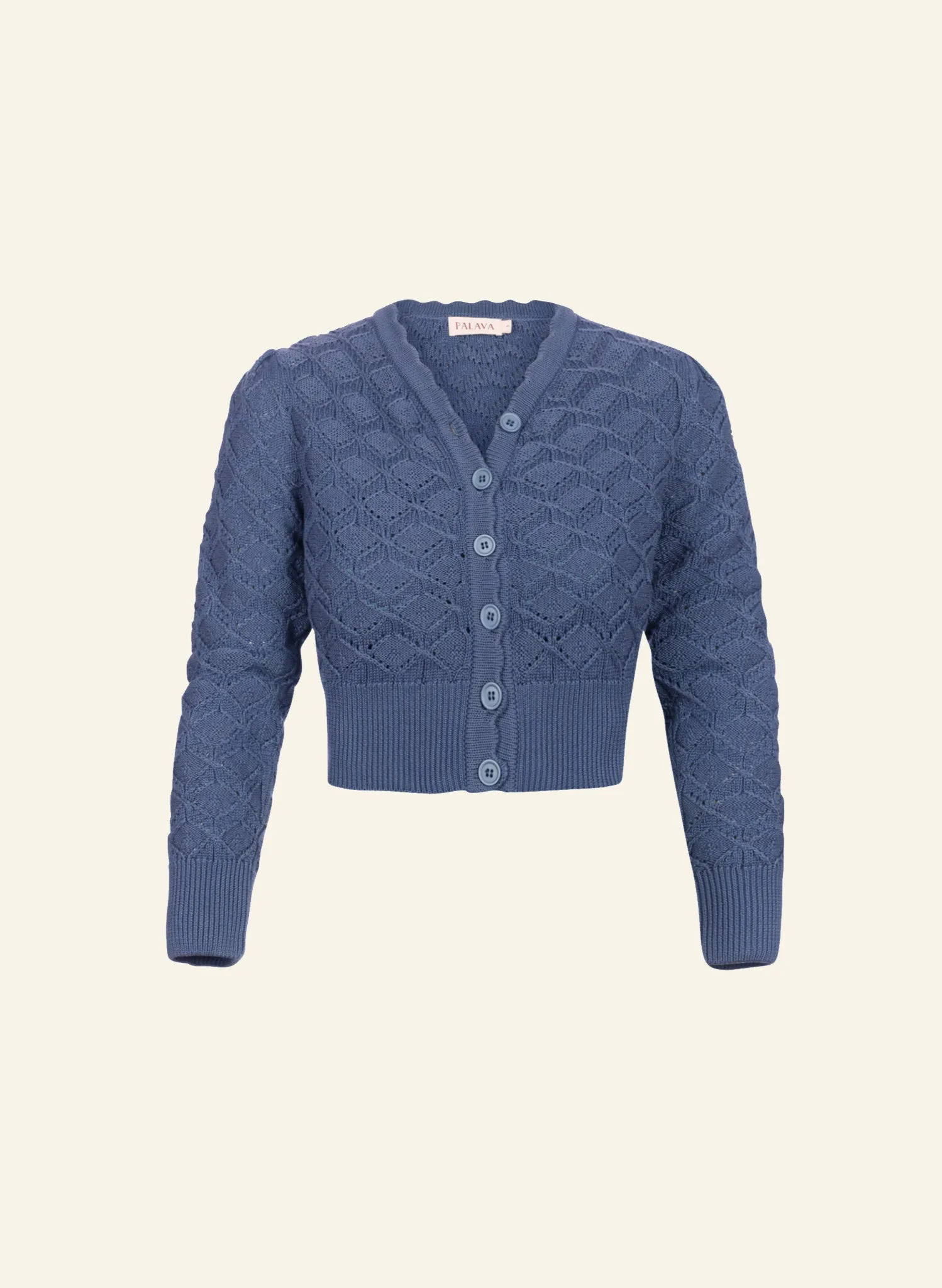 Leah Cardigan - Storm Blue Basket Knit