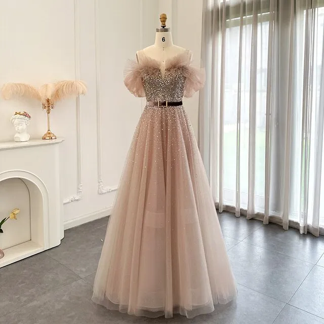 Luxury For Sale Pink Off Shoulder Evening Dress SS375