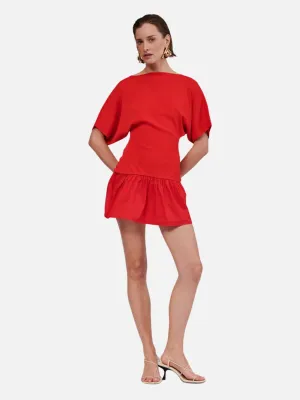 Naples Drop Waist Mini Dress - Red