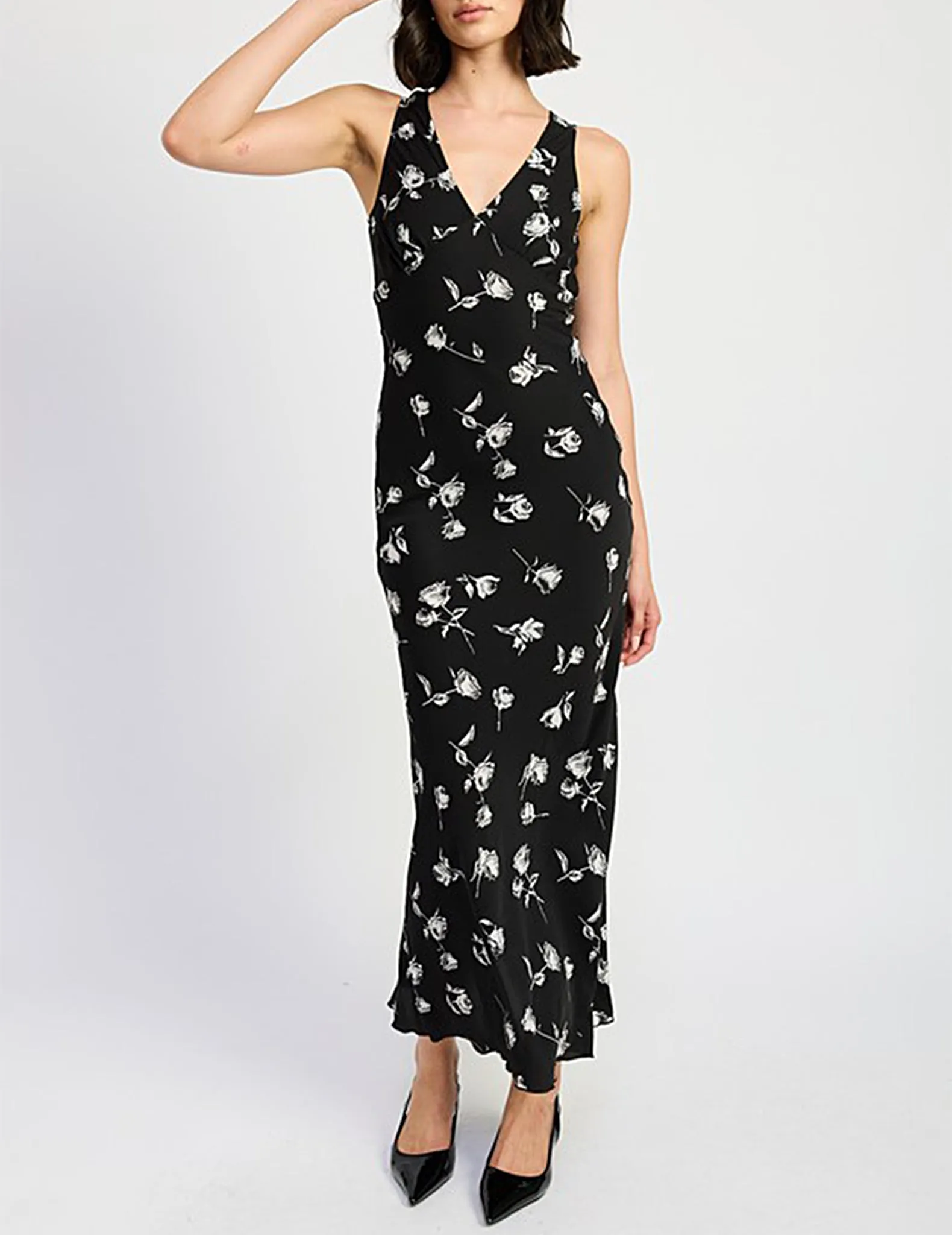 Nikki Black   White Floral Slip Dress