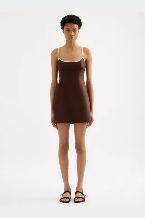 NUDE LUCY Bria linen mini dress - Expresso splice