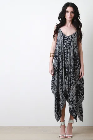 Paisley Handkerchief Hem Maxi Dress