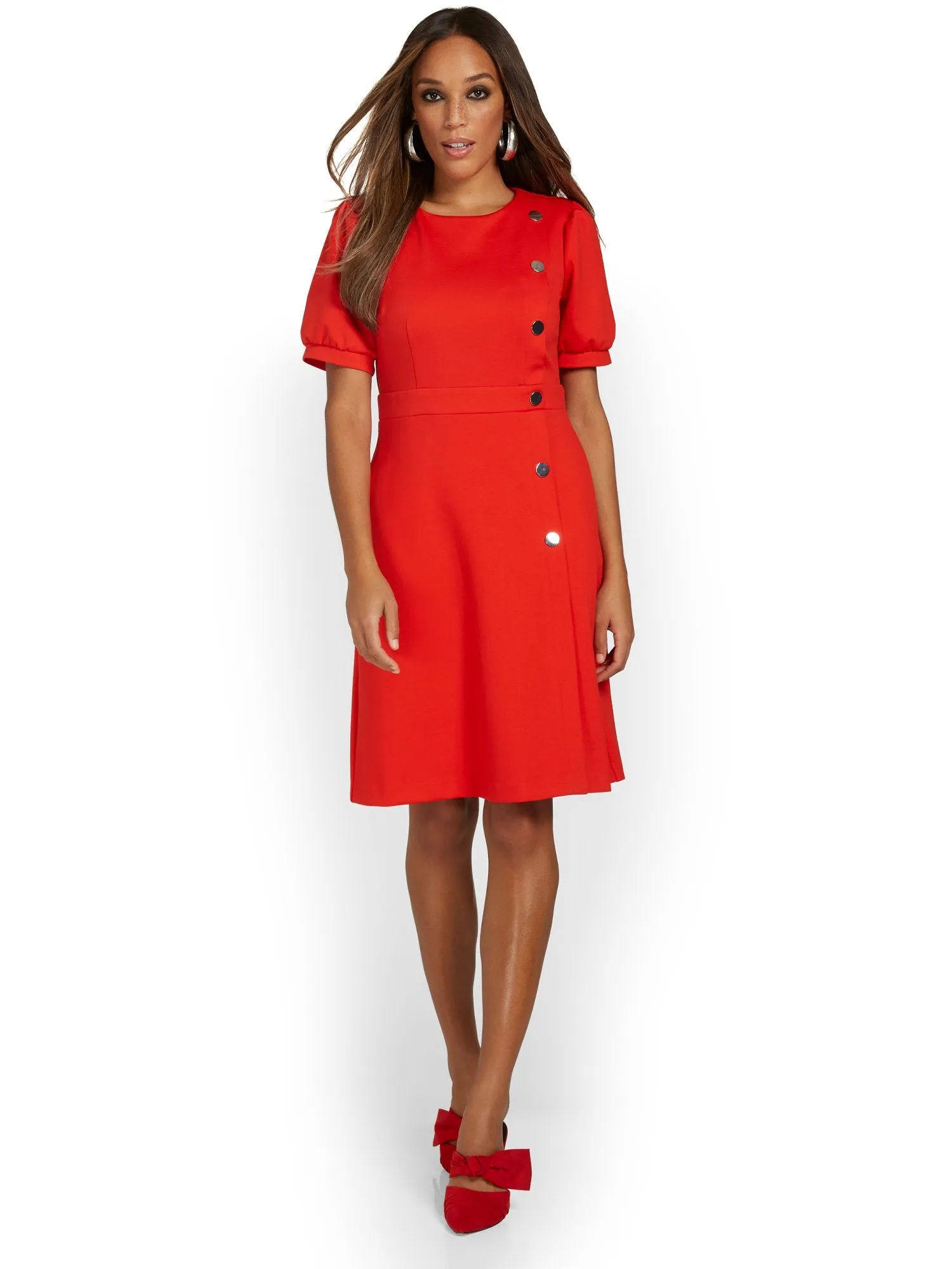 Petite Puff-Sleeve Sheath Dress - Superflex