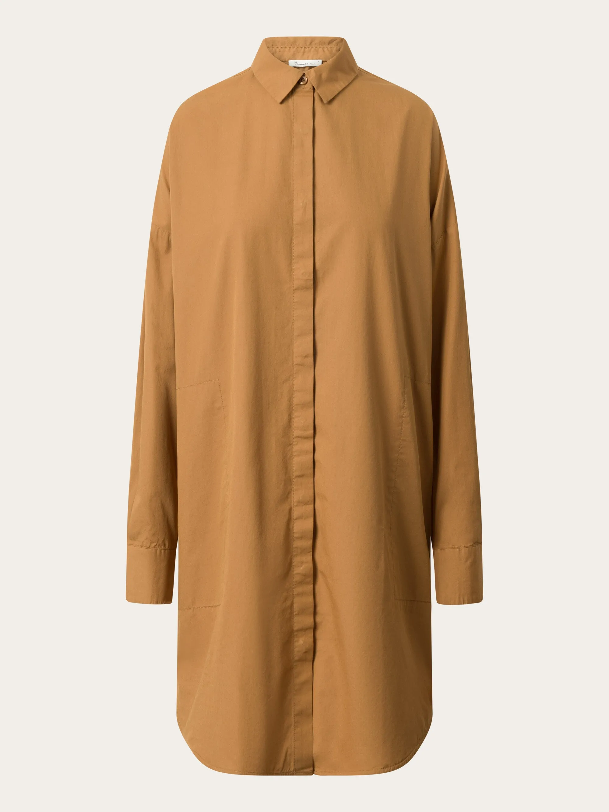 Poplin dropped shoulder shirt dress - Brown Sugar