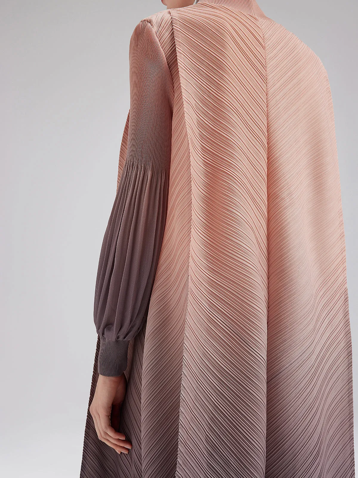 Romantic Gradient Pleated Architectural Dress