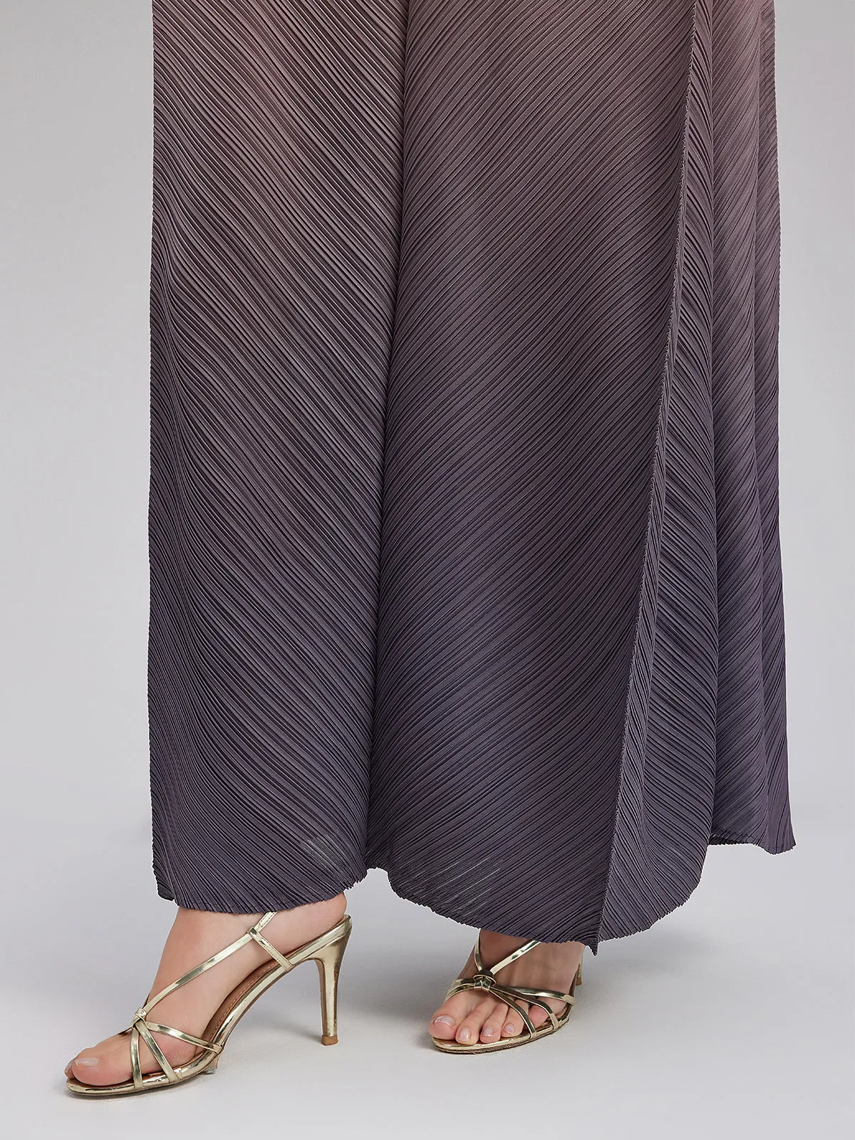 Romantic Gradient Pleated Architectural Dress