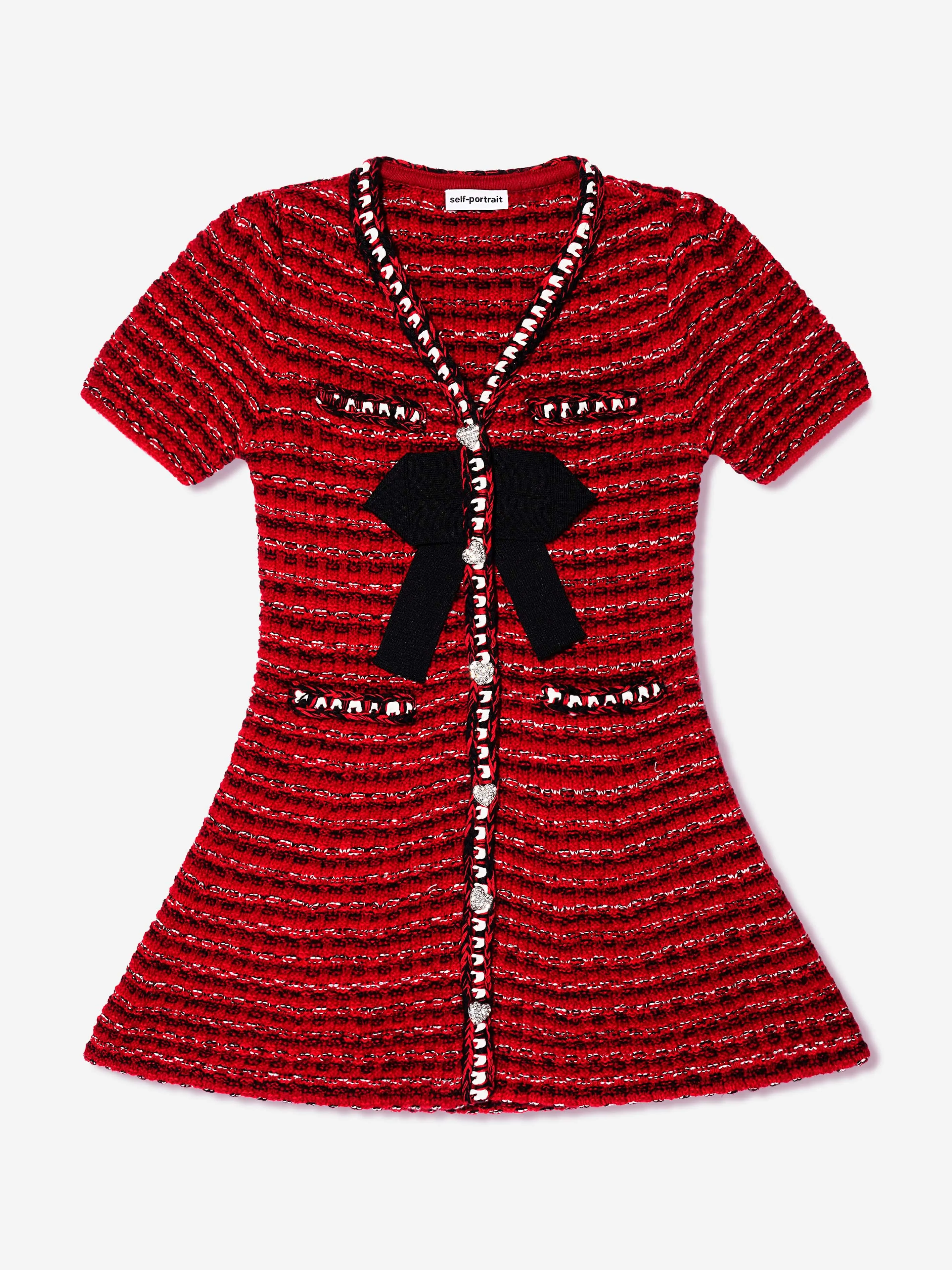 Self Portrait Girls Knitted Mini Dress in Red