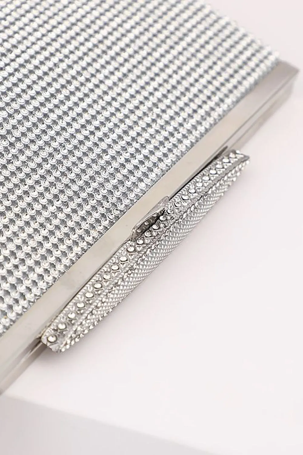 Silver Rhinestone Evening Clutch Bag