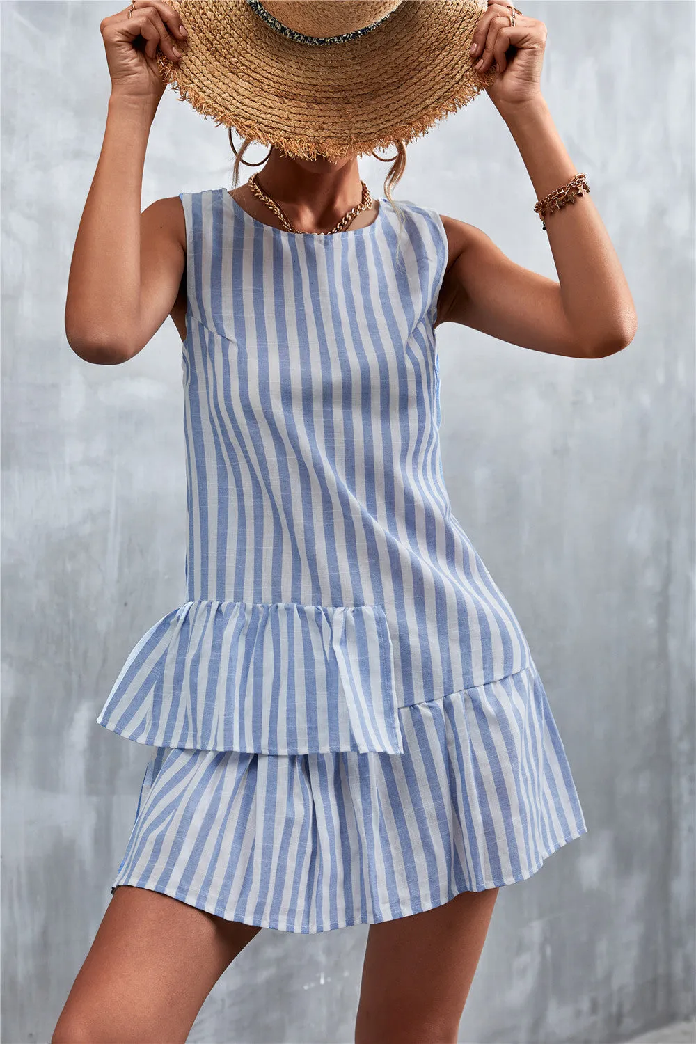 Striped Layered Sleeveless Dress