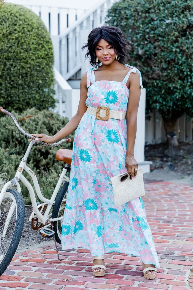 Sunkissed Feeling Teal Floral Maxi Dress FINAL SALE