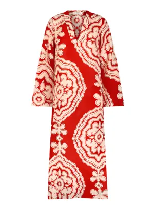 Theodora Column Dress in Niku Red