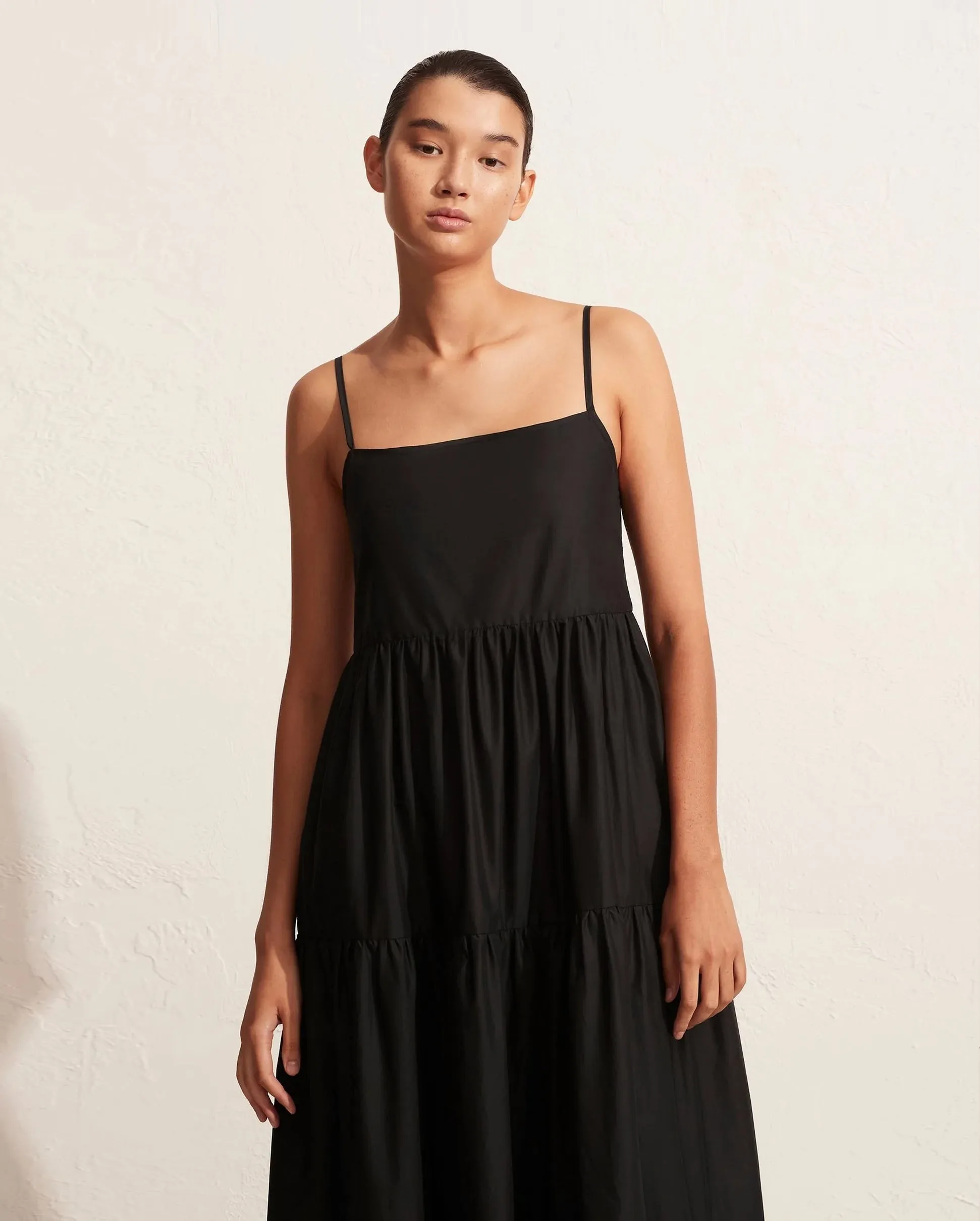 TIERED LOW BACK SUNDRESS / BLACK