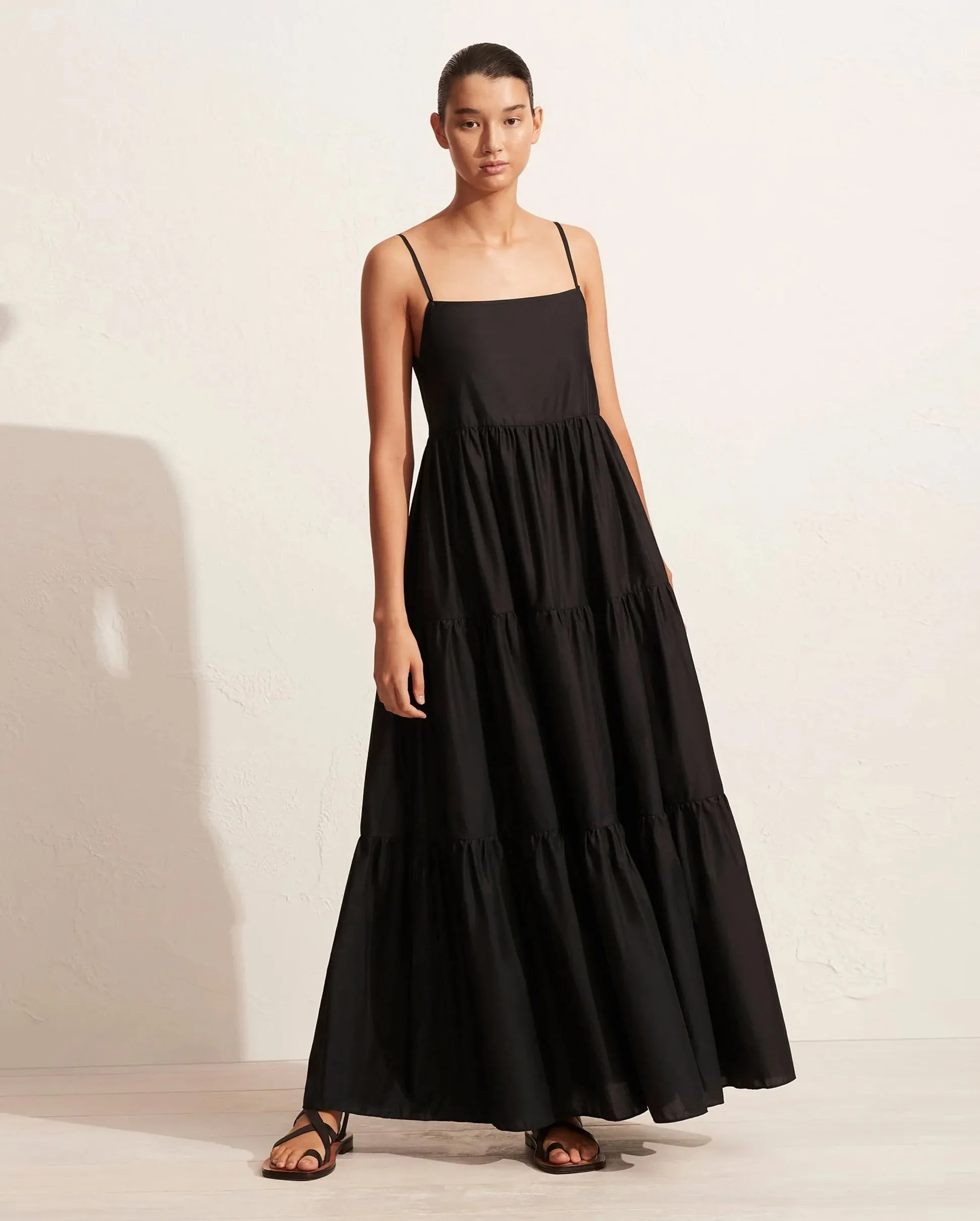 TIERED LOW BACK SUNDRESS / BLACK