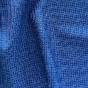 Vitale Barberia Cononico Lighter-Weight Selvedged Sapphire Microchecked Wool Suiting (Made in Italy)