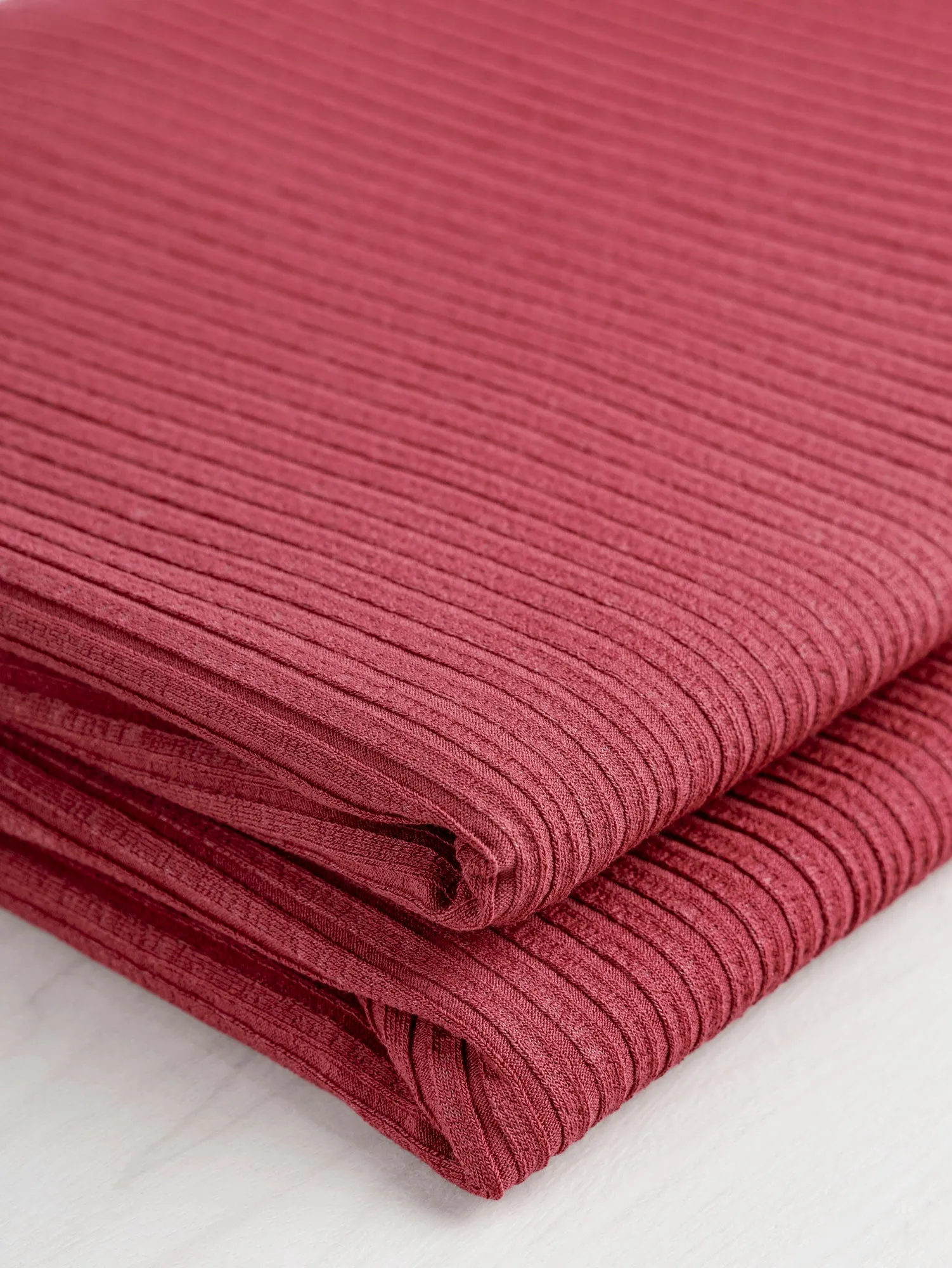 Wide Rib EcoVero Viscose Knit - Earth Red